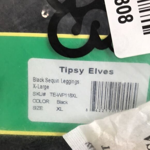 Tipsy Elves Black Sequined Leggings New in package - Picture 2 of 8